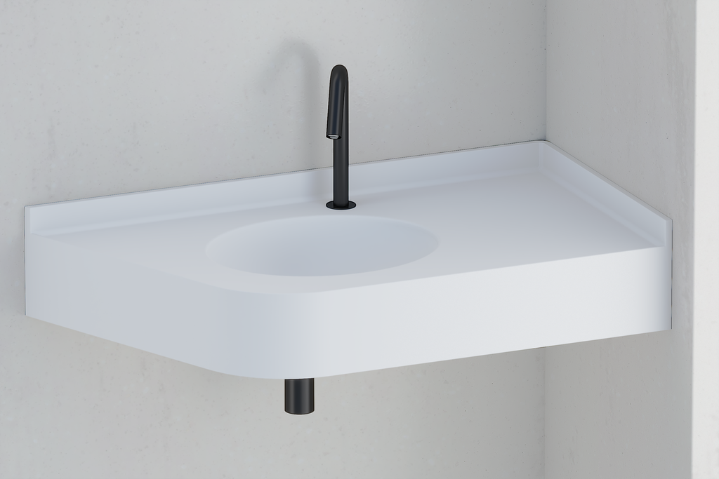 Plan vasque monobloc PMR en angle MX950