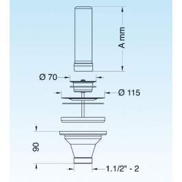 Bonde avec tube de surverse acier inox 270 mm pour évier Ø90 mm