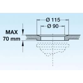 Bonde avec tube de surverse acier inox 270 mm pour évier Ø90 mm