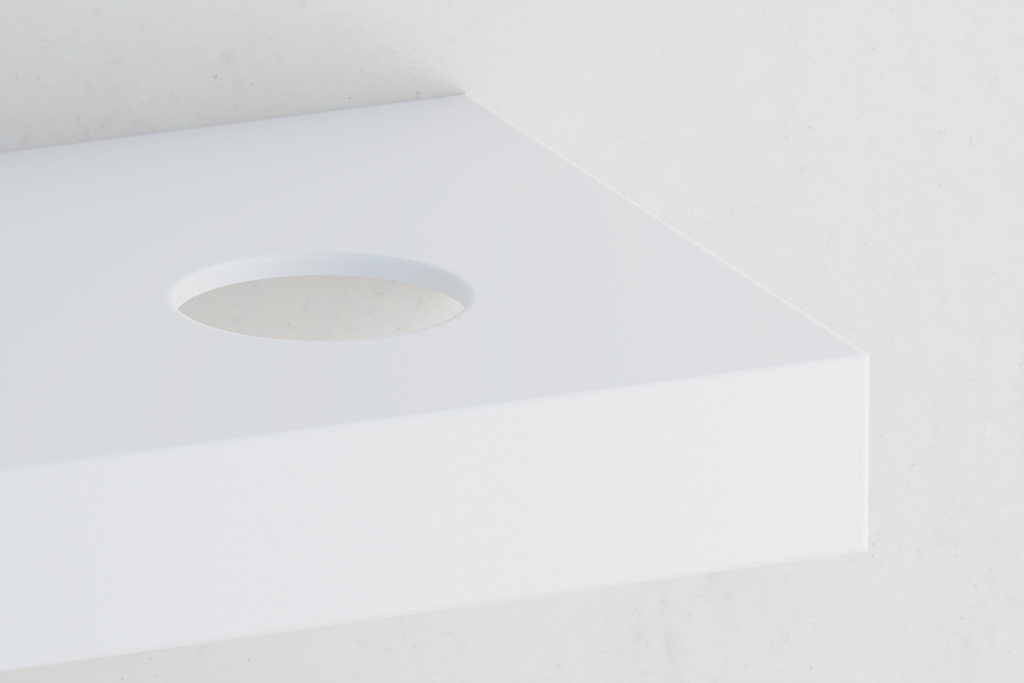 Découpe sur plan vasque pour poubelle