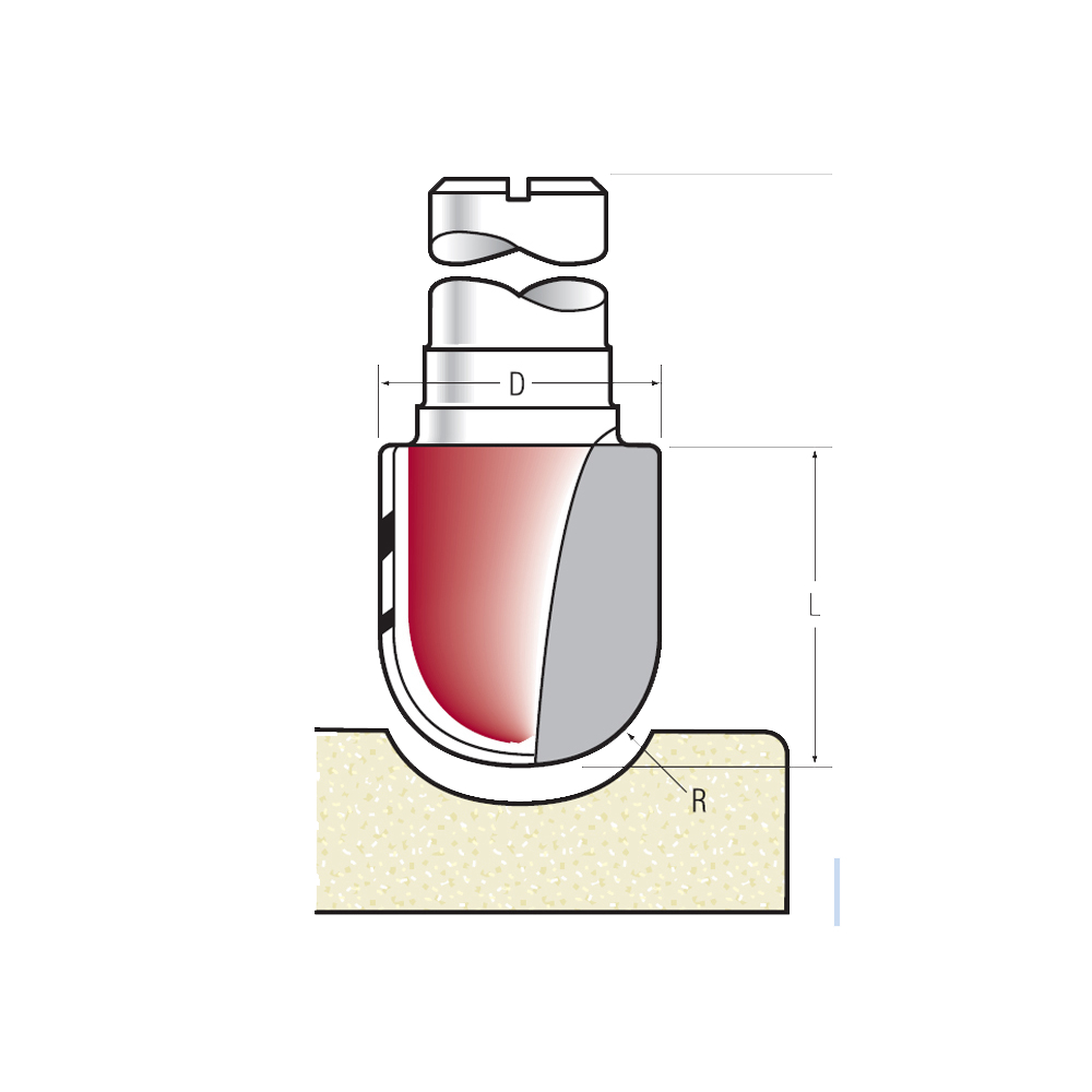 Fraise à gorge pour usinage des congés en résine de synthèse - D.12