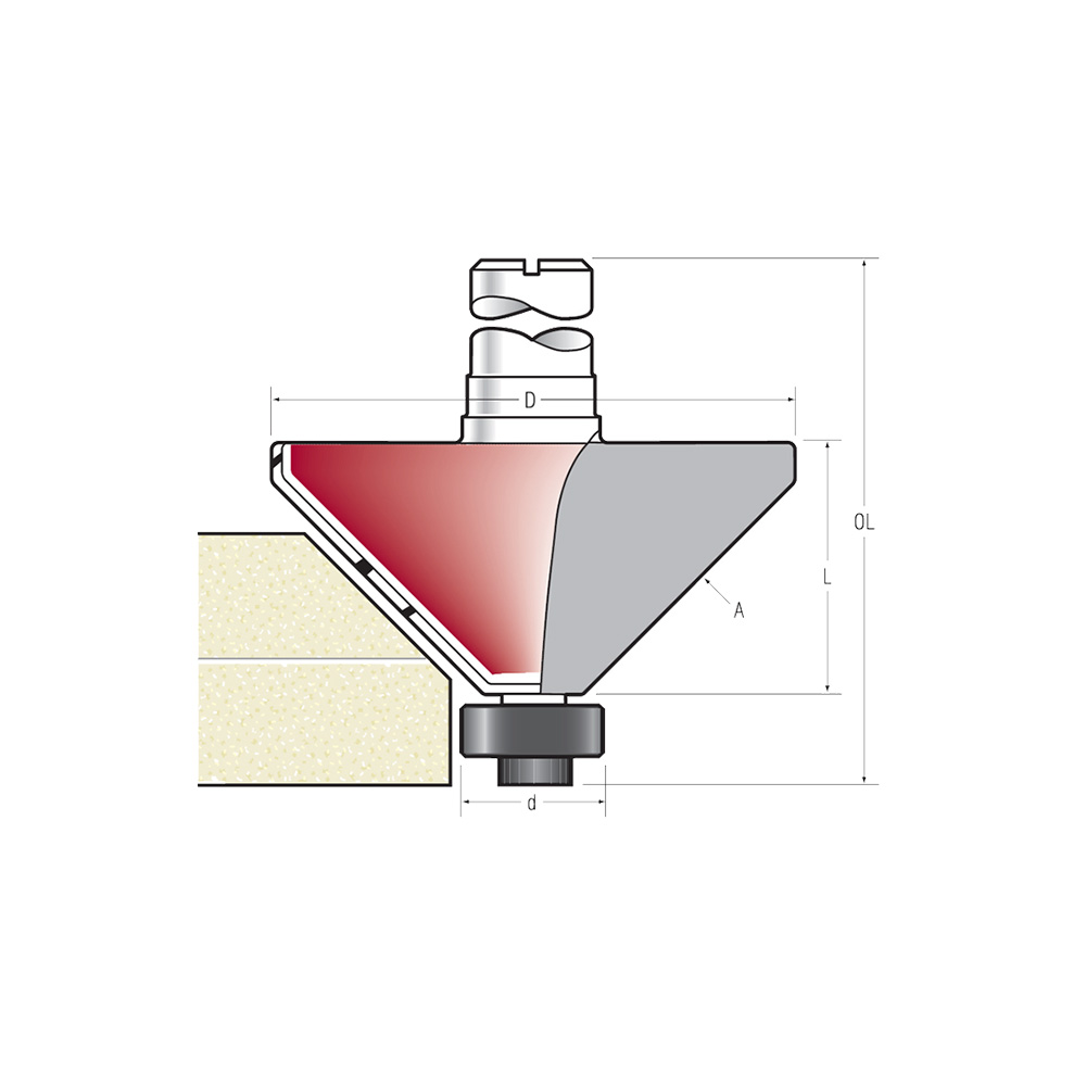 Fraise à chanfreiner pour Solid Surface - 45°
