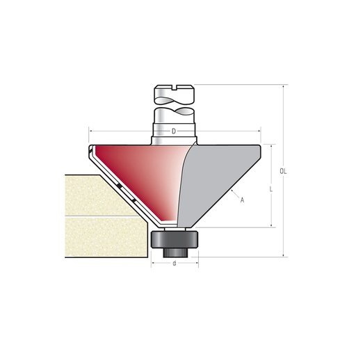 [FCH616-45-PB127] Fraise à chanfreiner pour Solid Surface - 45°
