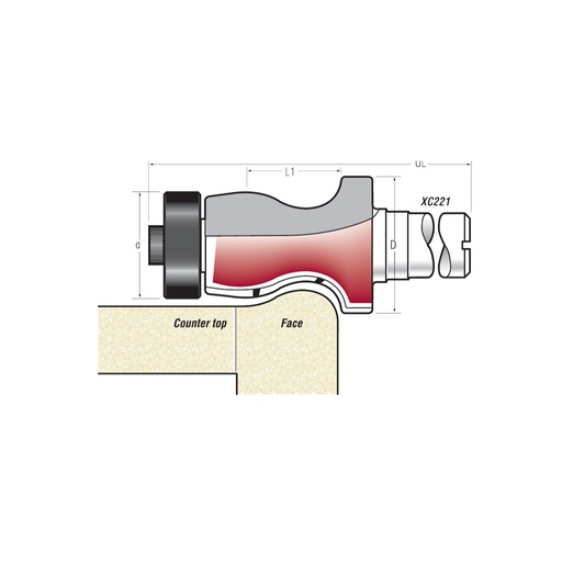 [FGE214-12-PB20] Fraise pour les chants goutte d'eau en Solid Surface