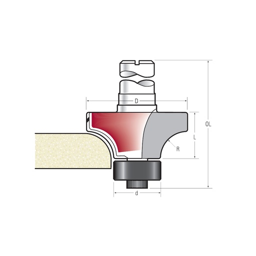 [FR306-635-PB16] Fraise à rayon pour le Solid Surface - 6.35 mm