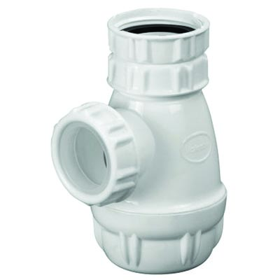 [SIL32] Siphon de lavabo réglable 50/106 mm, entrée 1''1/4, sortie D. 32 mm, NF, plastique blanc